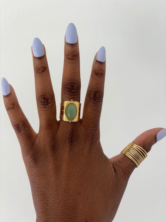 Green Smoky Quartz Ring