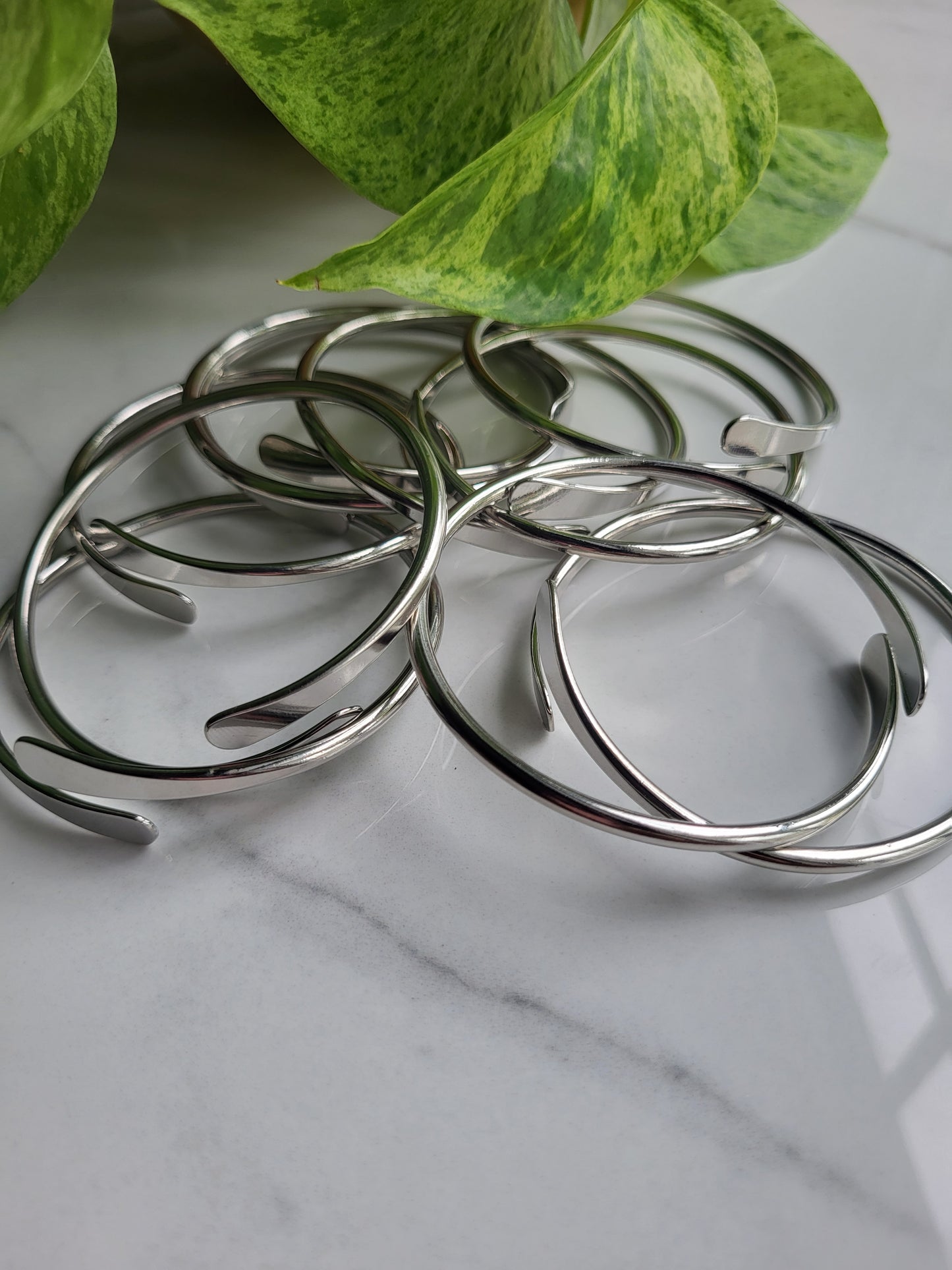 Silver Brass Coil Bangles