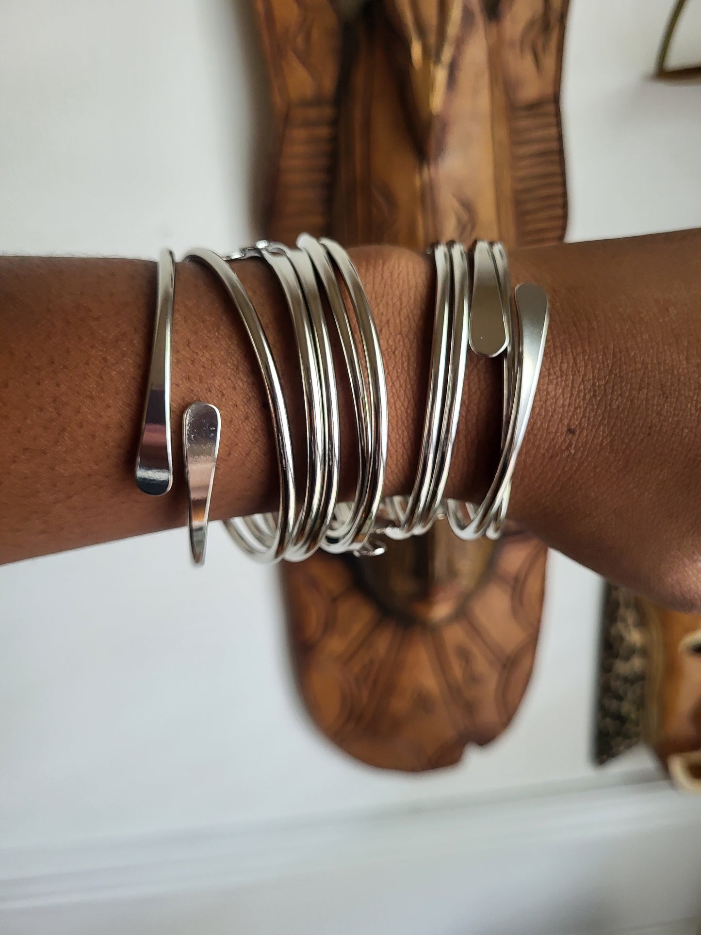 Silver Brass Coil Bangles