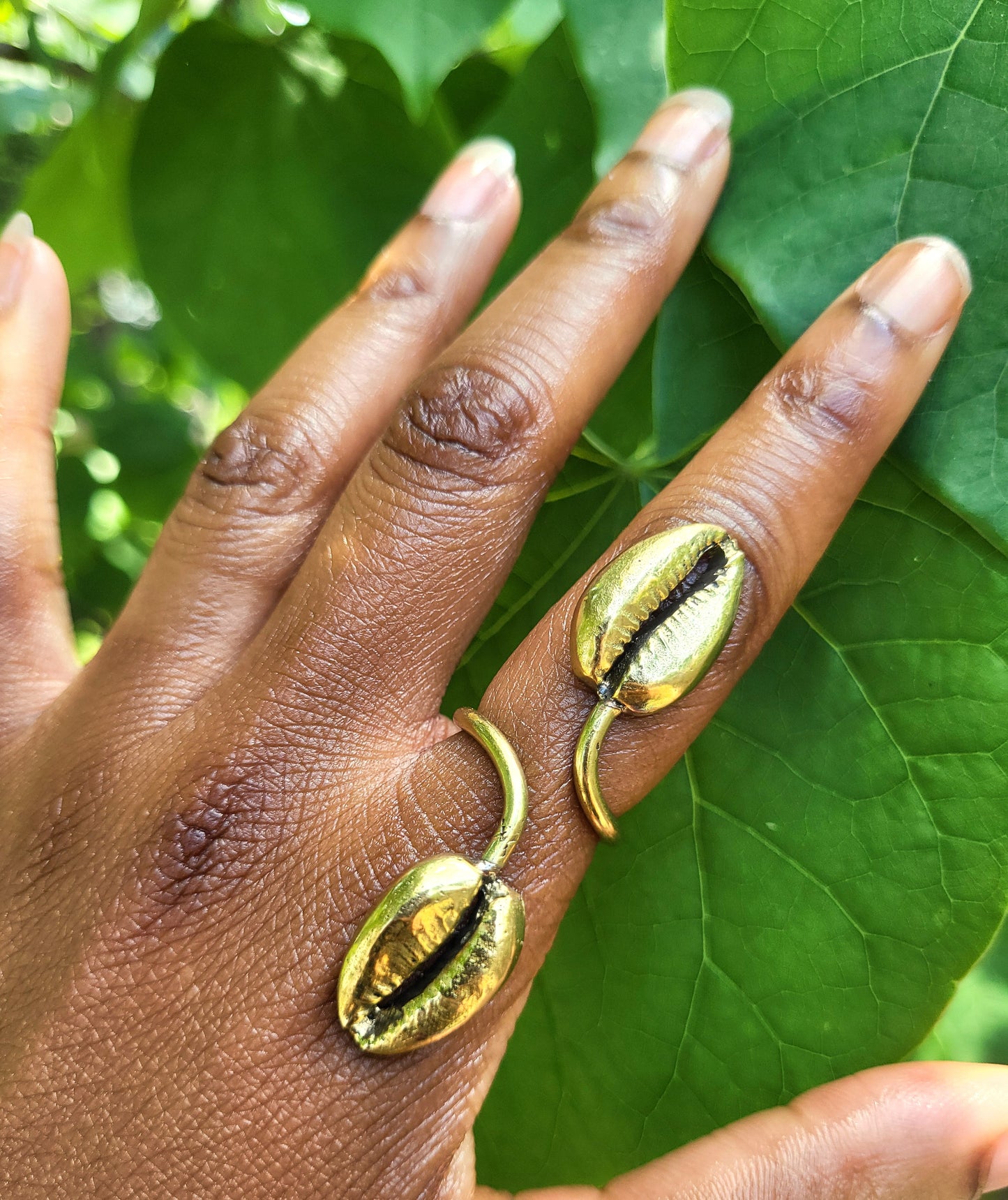 "Abundance" Brass Cowrie Shell Ring