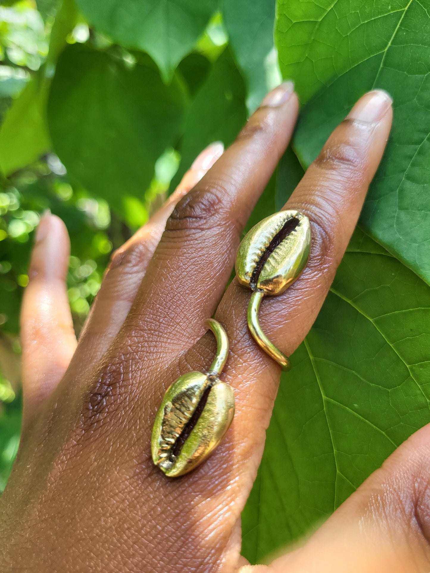 "Abundance" Brass Cowrie Shell Ring