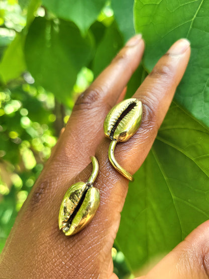 "Abundance" Brass Cowrie Shell Ring