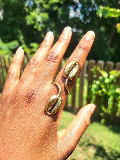 "Abundance" Brass Cowrie Shell Ring