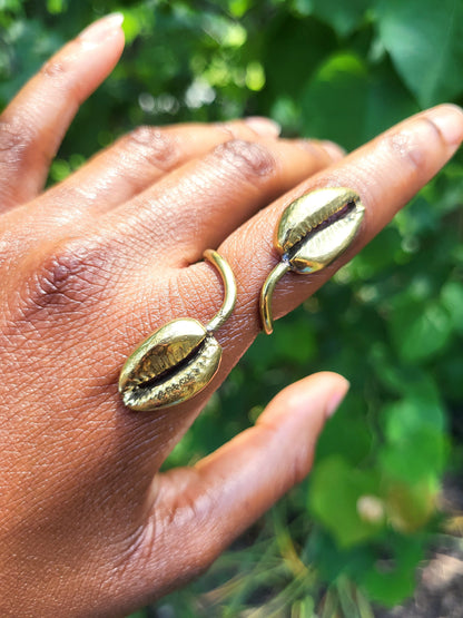 "Abundance" Brass Cowrie Shell Ring