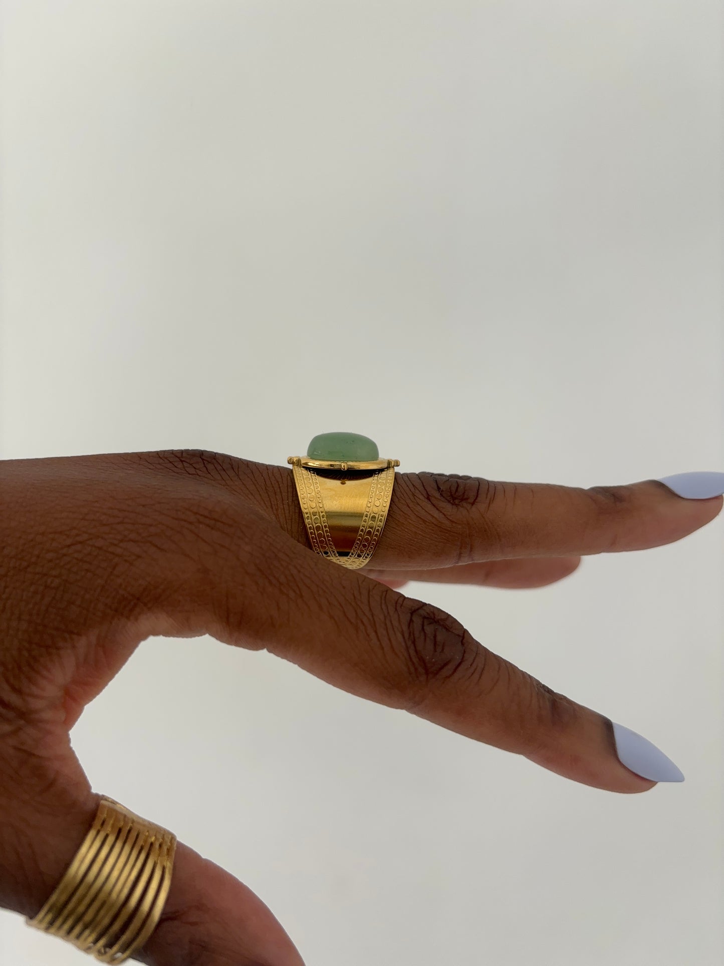 Green Smoky Quartz Ring