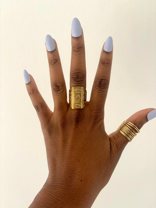 Naru African Brass Geometric Ring