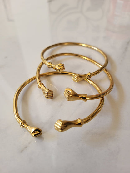 West Indian 18k Gold Plated Fist Bangle