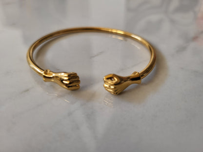 West Indian 18k Gold Plated Fist Bangle