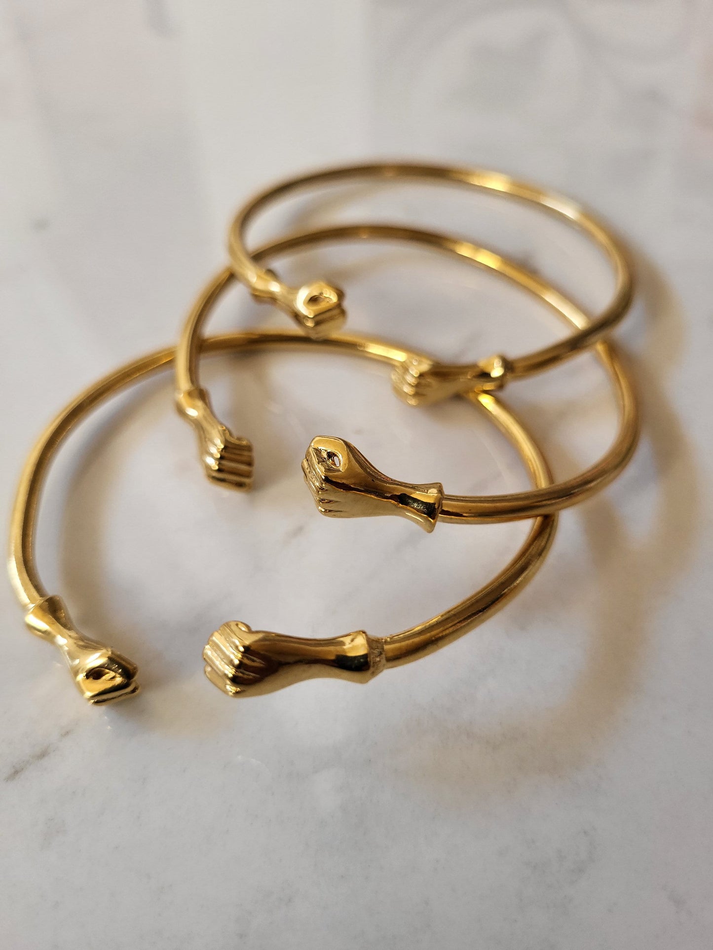 West Indian 18k Gold Plated Fist Bangle