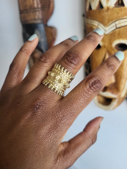 Empress Brass Geometric Statement Ring