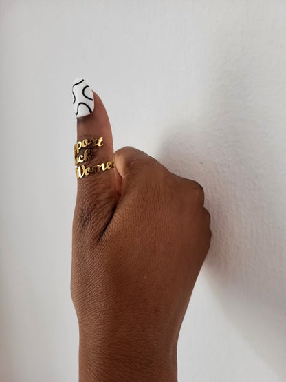 Support Black Women Gold Plated Ring