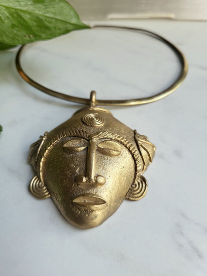 Tribal Mask Brass Choker