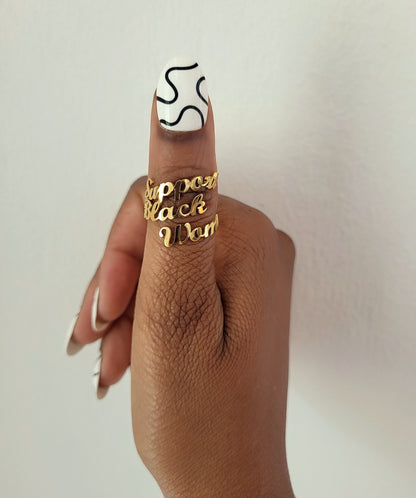 Support Black Women Gold Plated Ring