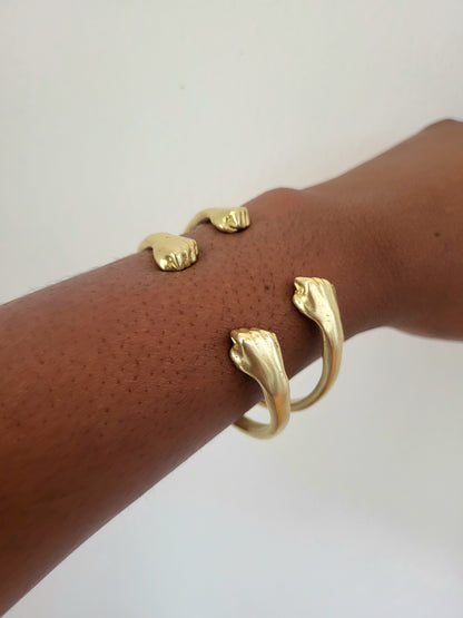 Brass West Indian Fist Bangle Set