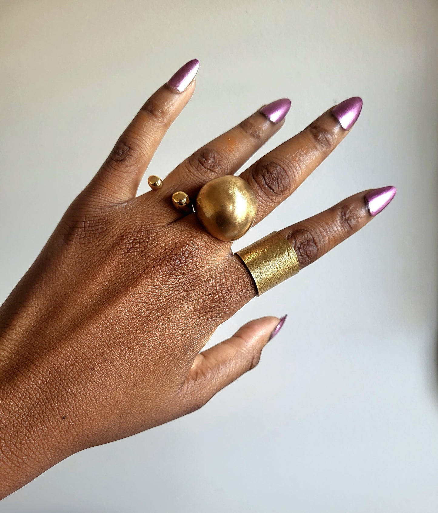 Nzinga Brass Ball Geometric Ring