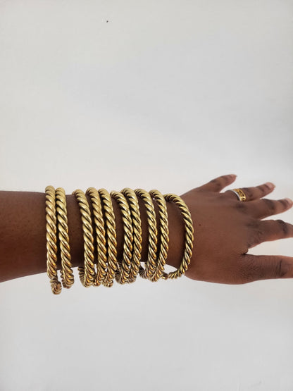 Brass Rope Bangles (Set of Five)