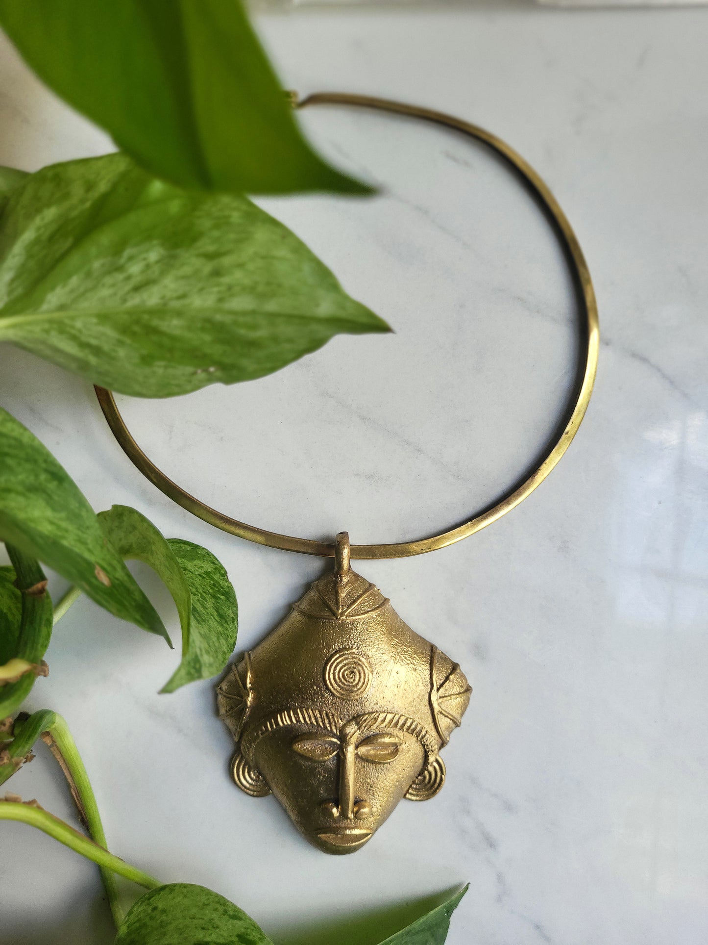 Tribal Mask Brass Choker